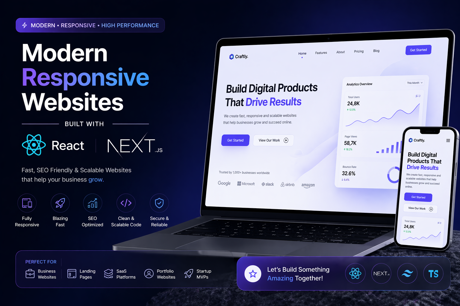 Modern Responsive Website Using React Or Next.js
