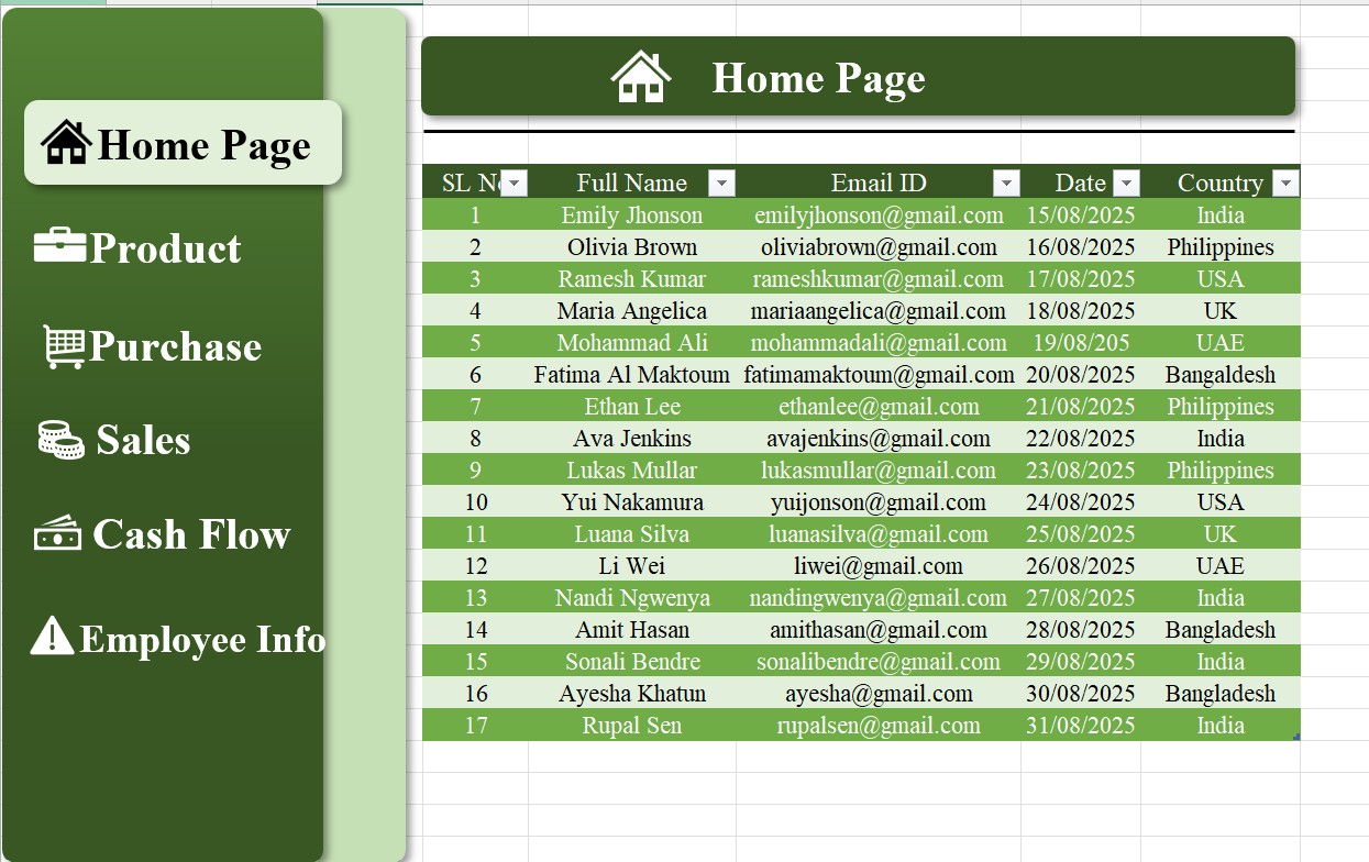 Automated Excel Navigation Bar